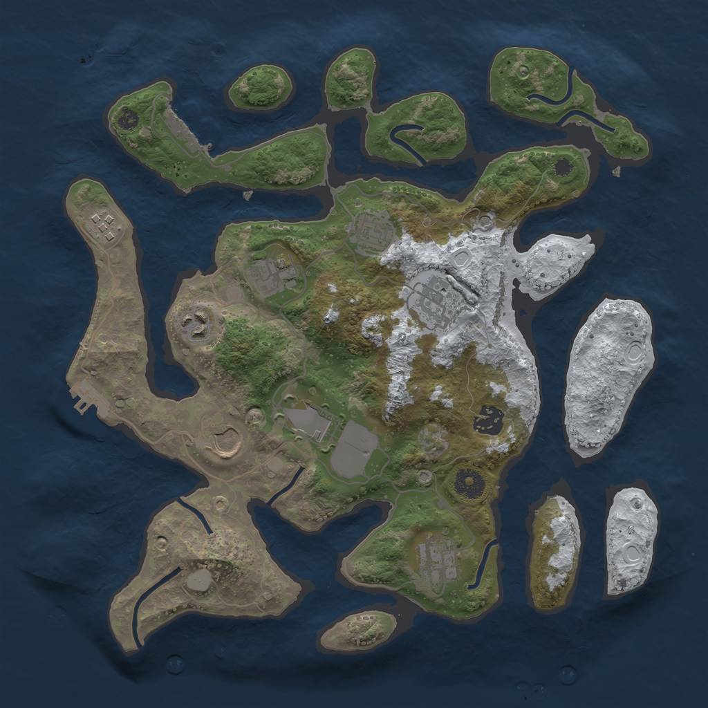 Rust Map: Procedural Map, Size: 3500, Seed: 1107989816, 17 Monuments