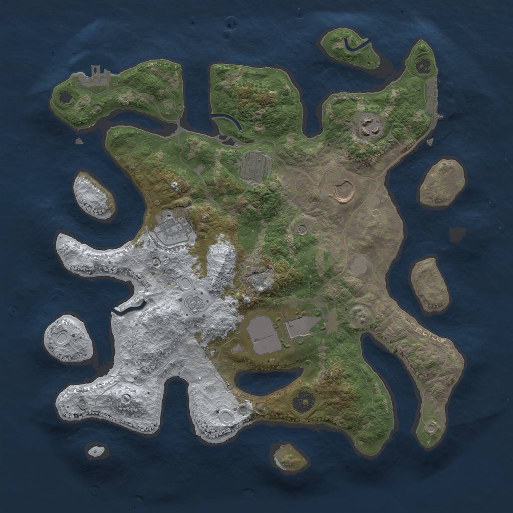 Rust Map: Procedural Map, Size: 3500, Seed: 4042530, 14 Monuments