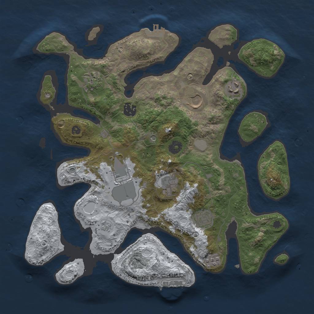 Rust Map: Procedural Map, Size: 3500, Seed: 3534853, 17 Monuments