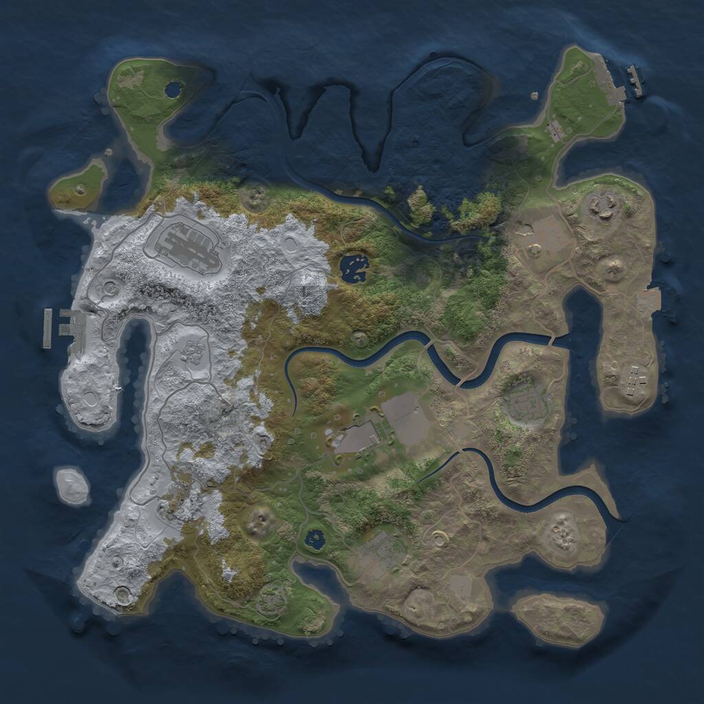 Rust Map: Procedural Map, Size: 3550, Seed: 247382, 15 Monuments