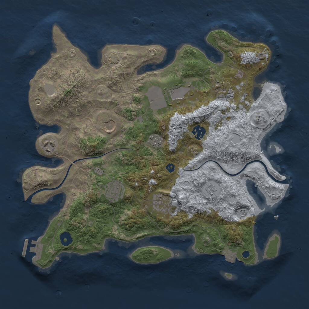 Rust Map: Procedural Map, Size: 3500, Seed: 980687, 13 Monuments