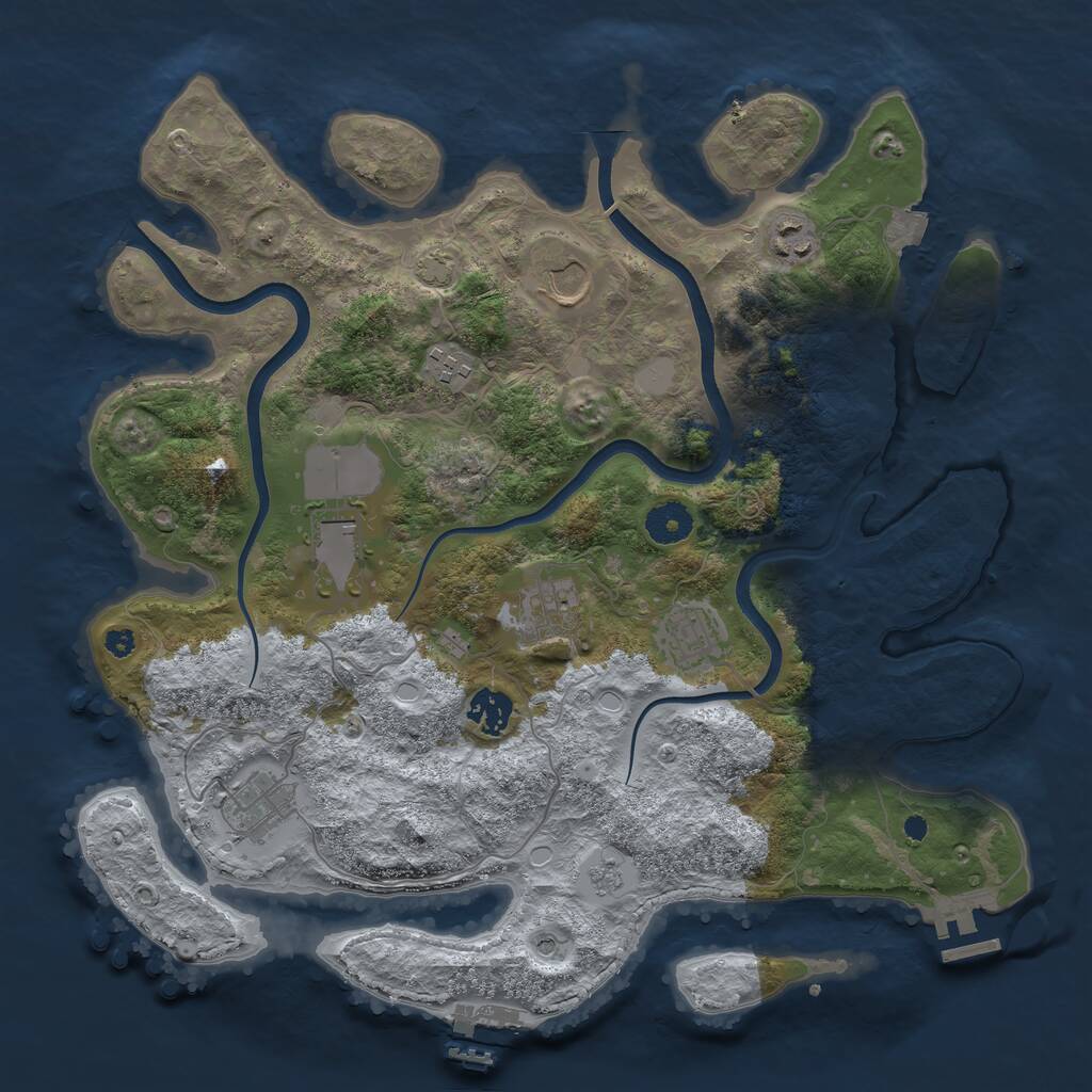 Rust Map: Procedural Map, Size: 3700, Seed: 3833294, 14 Monuments
