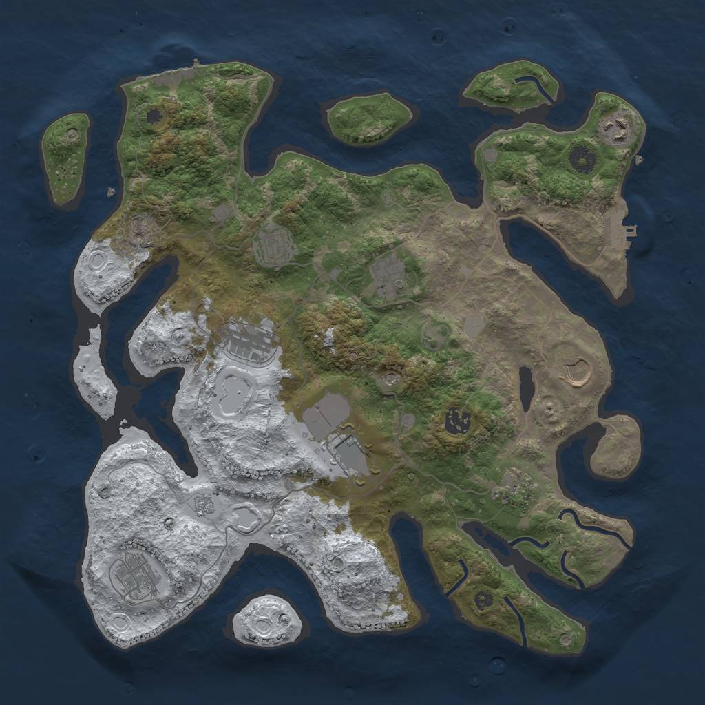 Rust Map: Procedural Map, Size: 3850, Seed: 1833015549, 18 Monuments