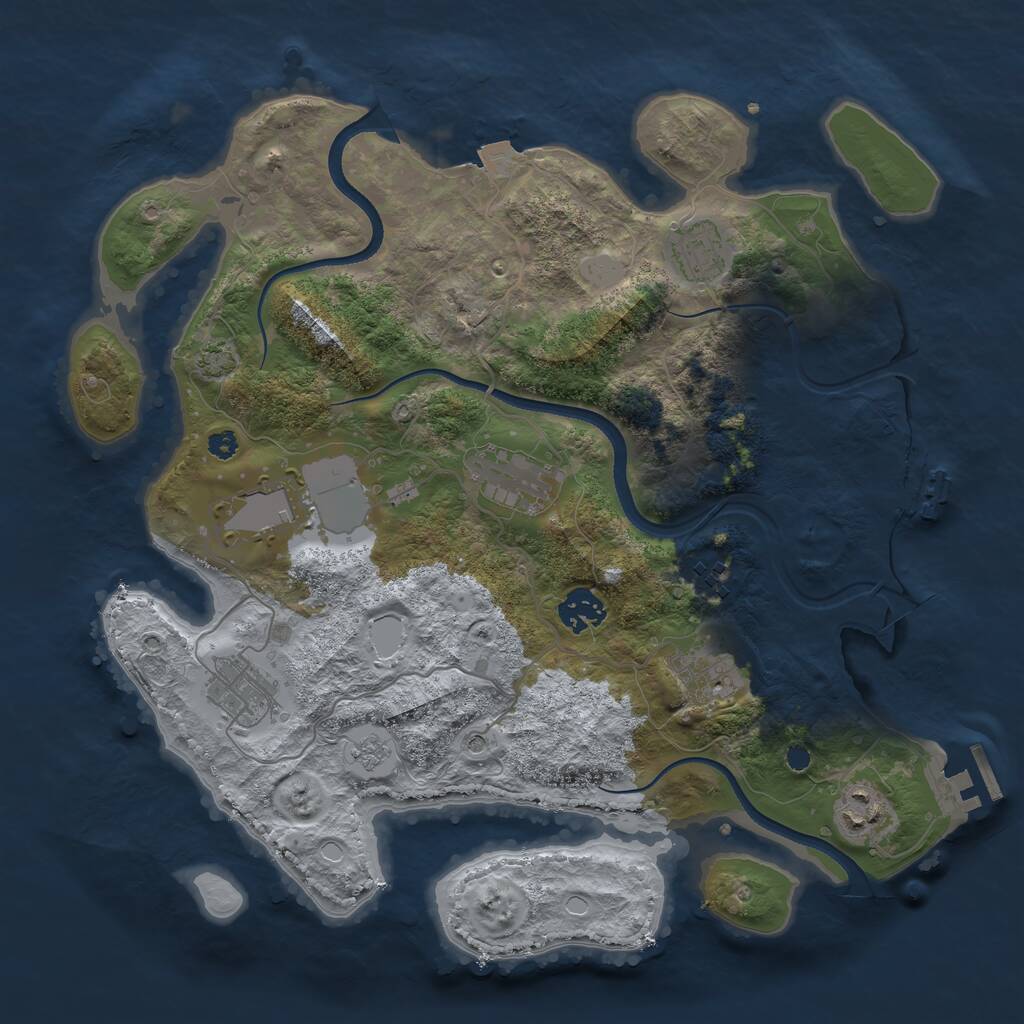 Rust Map: Procedural Map, Size: 3500, Seed: 5486939, 14 Monuments