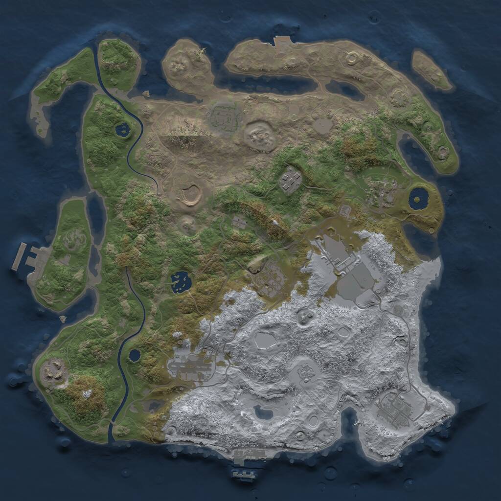 Rust Map: Procedural Map, Size: 3500, Seed: 4766526, 15 Monuments