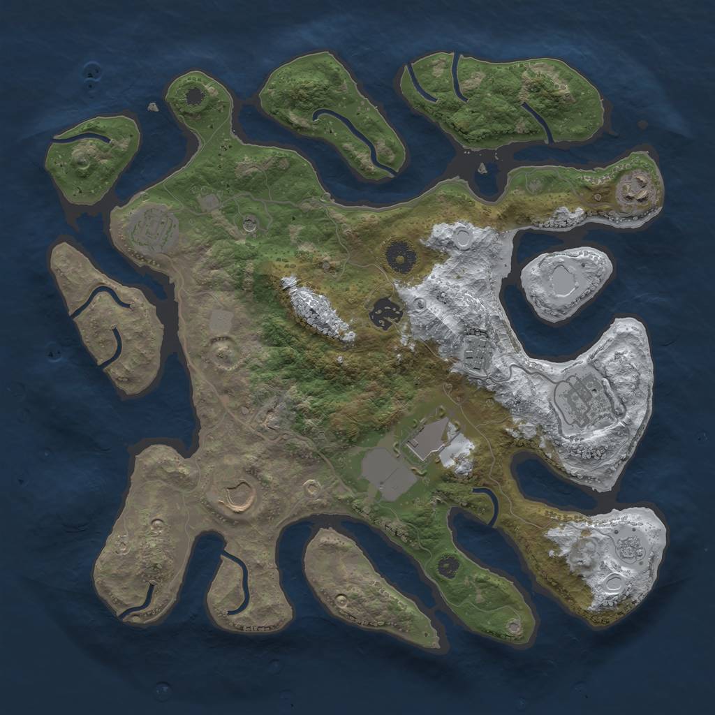 Rust Map: Procedural Map, Size: 3500, Seed: 1913467, 14 Monuments