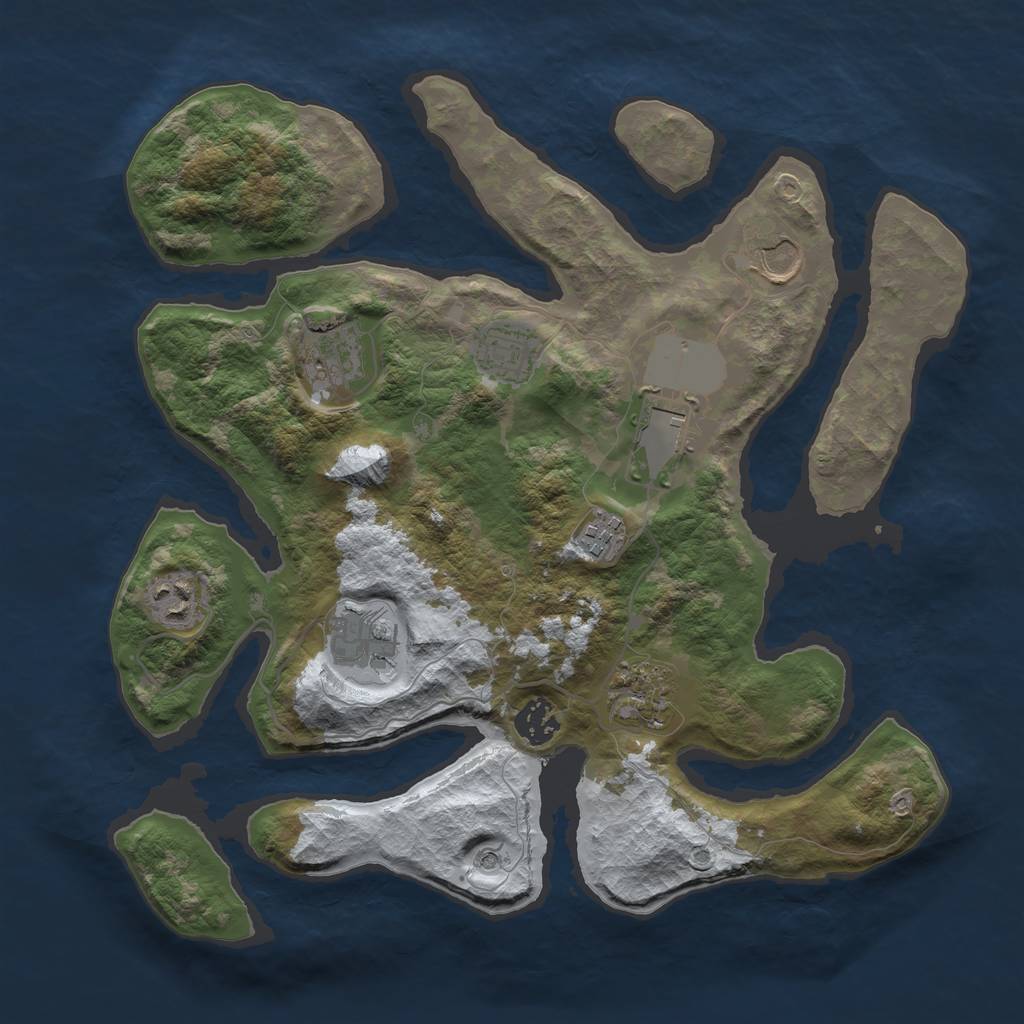 Rust Map: Barren, Size: 3500, Seed: 1577775, 12 Monuments