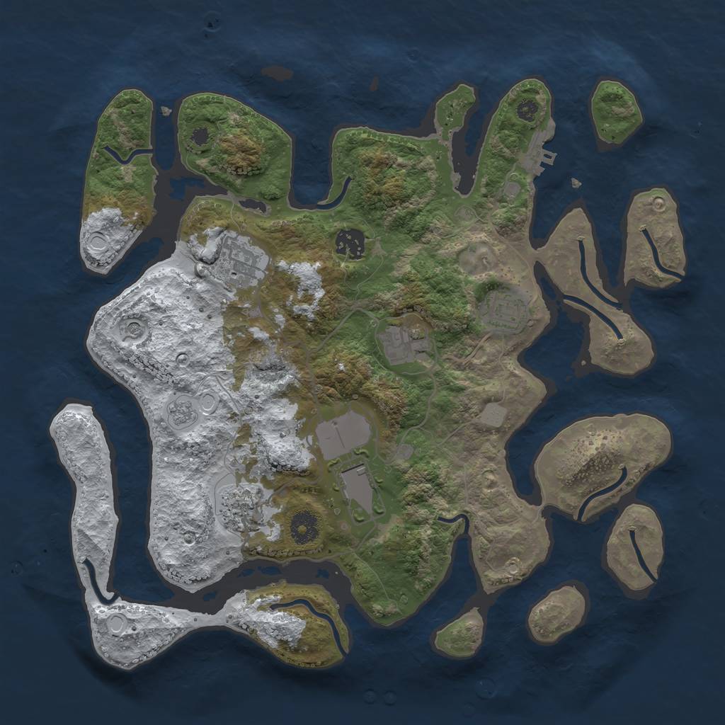 Rust Map: Procedural Map, Size: 3500, Seed: 5295221, 14 Monuments