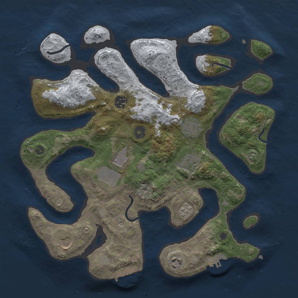 Rust Map: Procedural Map, Size: 3500, Seed: 2852789, 16 Monuments