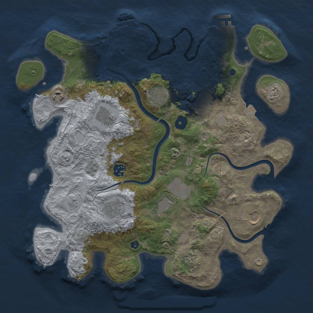 Rust Map: Procedural Map, Size: 3700, Seed: 5419444, 16 Monuments
