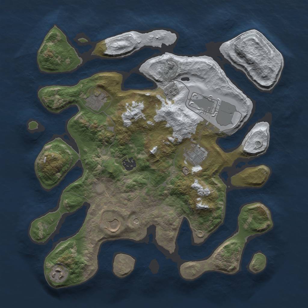 Rust Map: Barren, Size: 3500, Seed: 910110, 10 Monuments