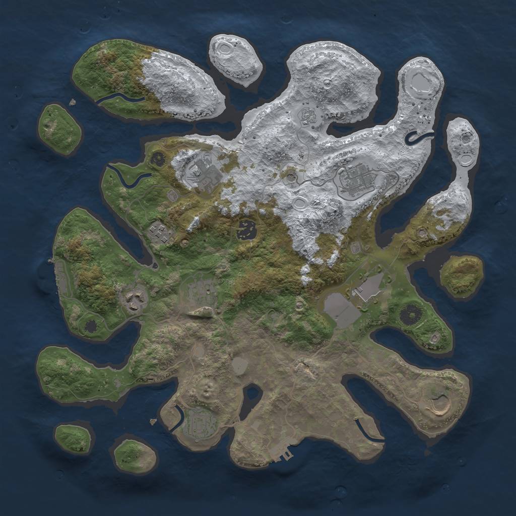 Rust Map: Procedural Map, Size: 3700, Seed: 1219285, 18 Monuments