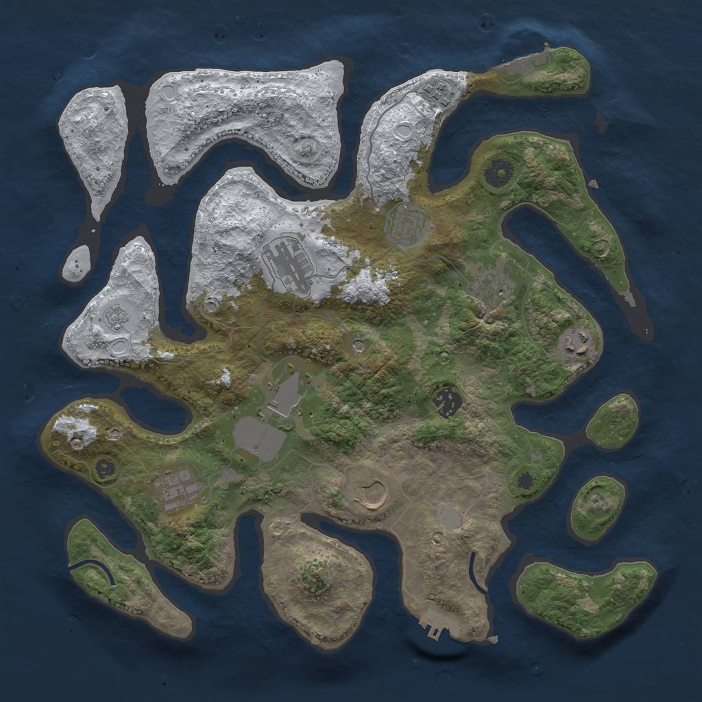 Rust Map: Procedural Map, Size: 3700, Seed: 4007791, 18 Monuments