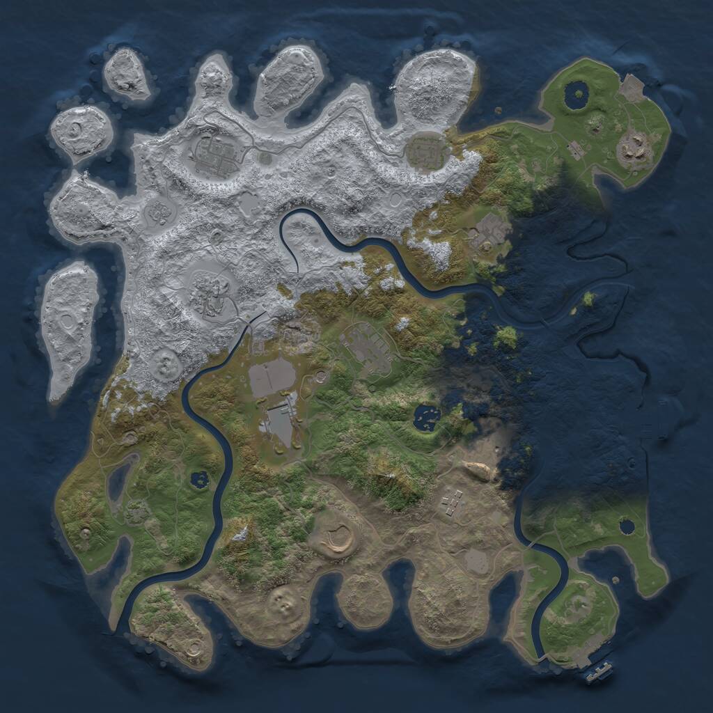 Rust Map: Procedural Map, Size: 3950, Seed: 156606812, 17 Monuments