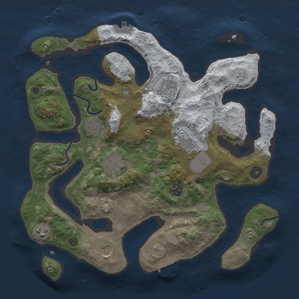 Rust Map: Procedural Map, Size: 3550, Seed: 673318, 16 Monuments