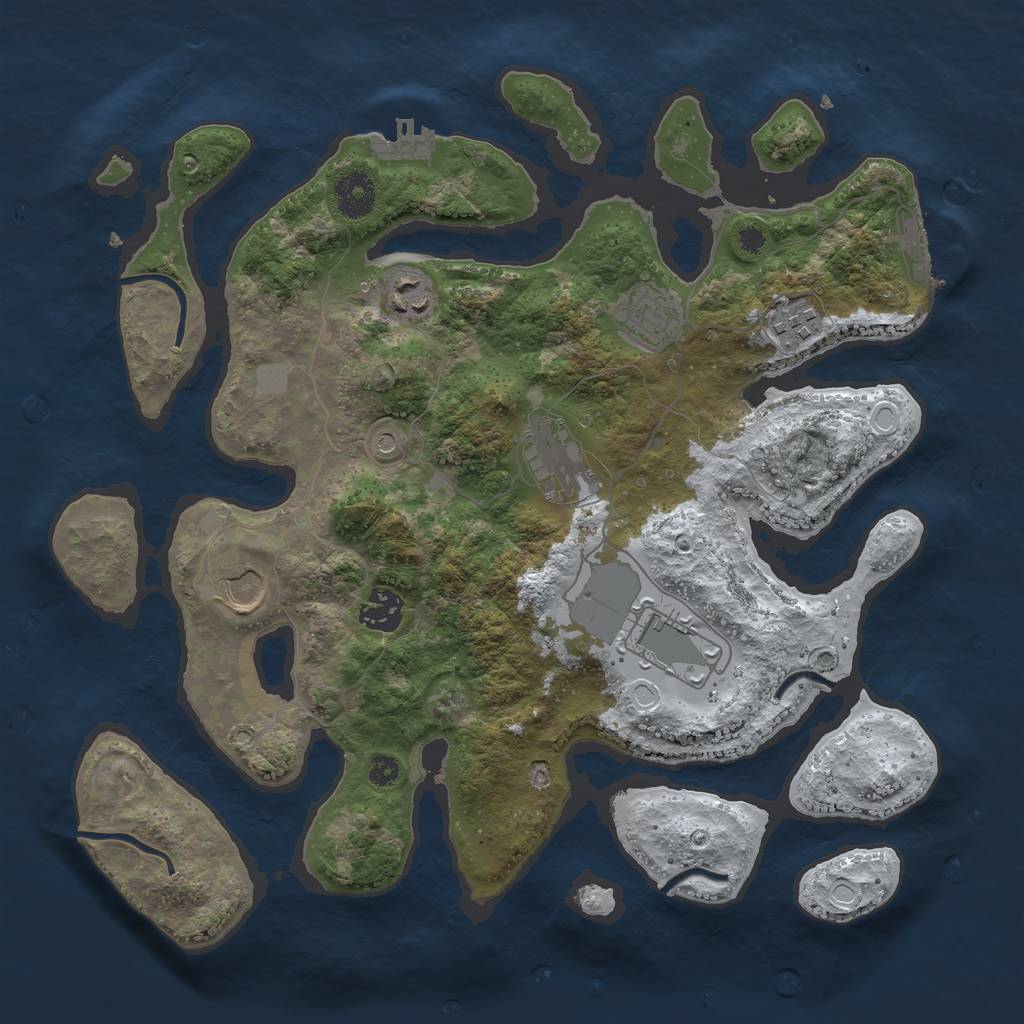Rust Map: Procedural Map, Size: 3500, Seed: 3824681, 15 Monuments