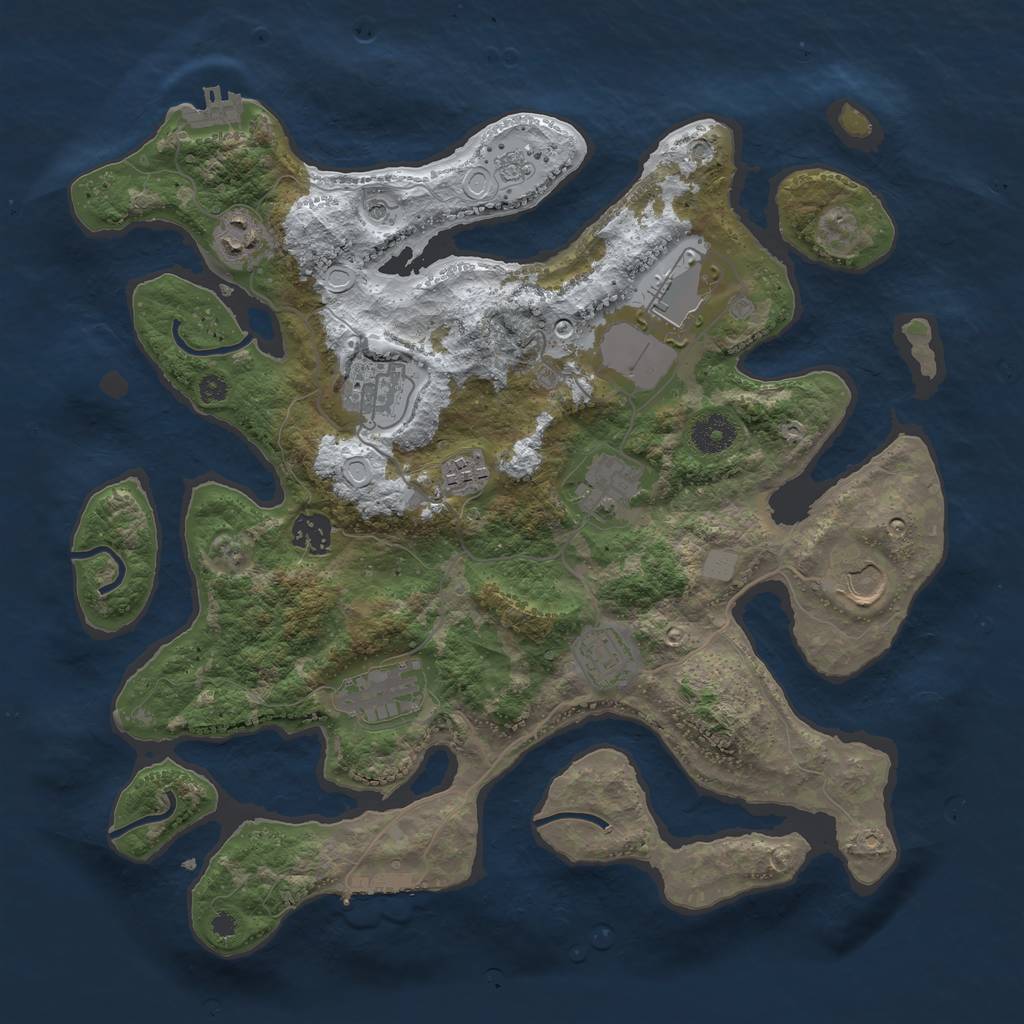 Rust Map: Procedural Map, Size: 3700, Seed: 2333461, 18 Monuments