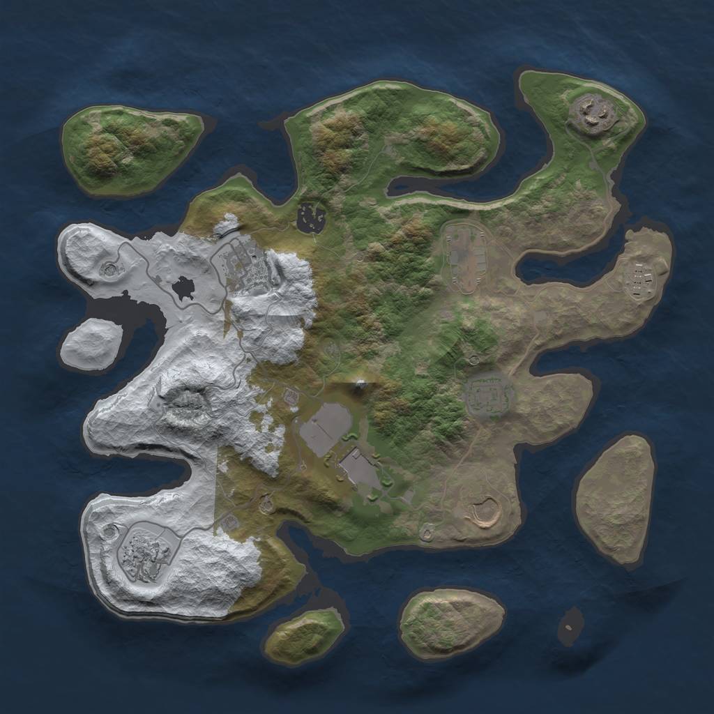 Rust Map: Barren, Size: 3500, Seed: 1552984, 12 Monuments