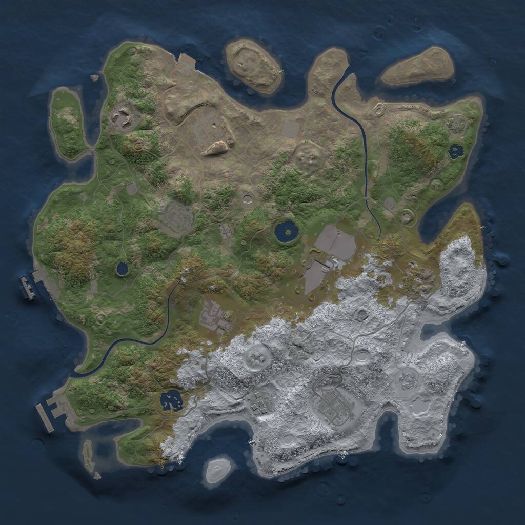 Rust Map: Procedural Map, Size: 3500, Seed: 6384679, 15 Monuments