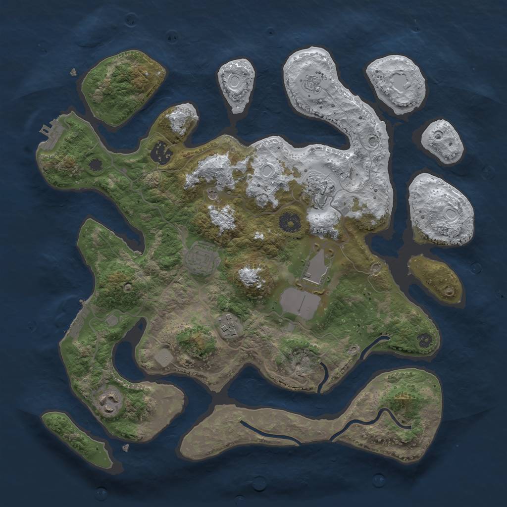 Rust Map: Procedural Map, Size: 3500, Seed: 2912504, 15 Monuments