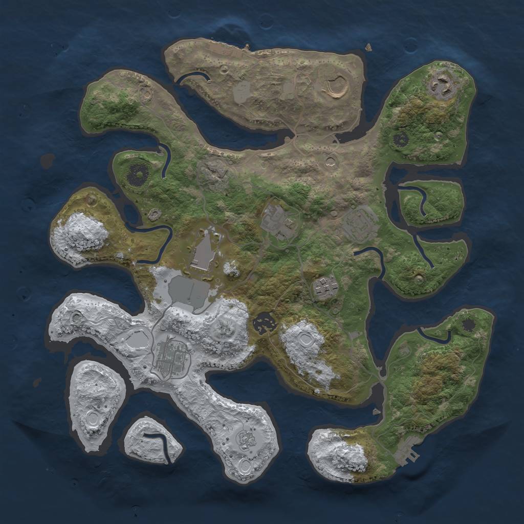 Rust Map: Procedural Map, Size: 3500, Seed: 4837259, 17 Monuments
