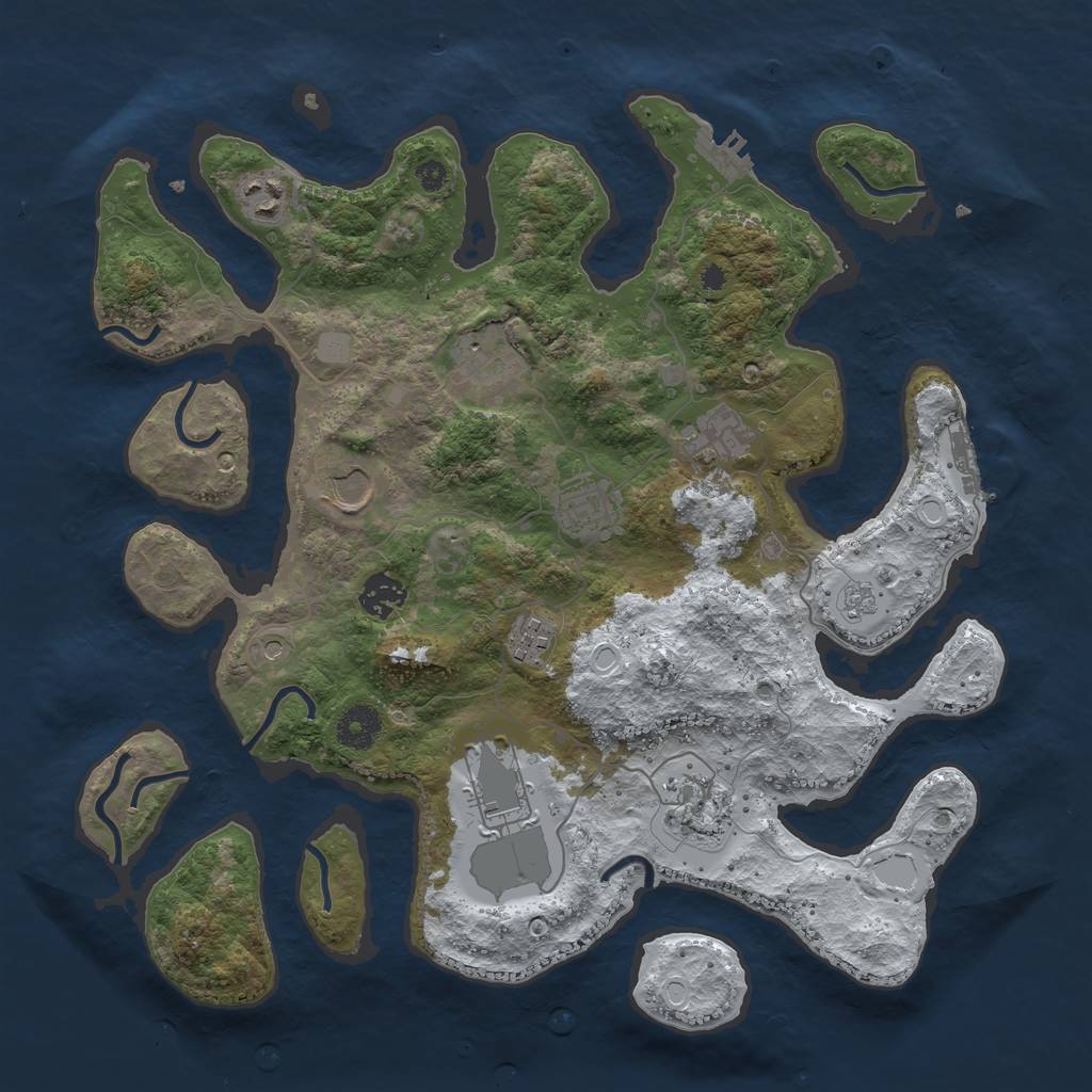 Rust Map: Procedural Map, Size: 3700, Seed: 1778247, 18 Monuments