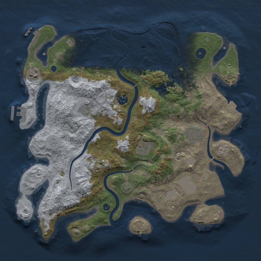 Rust Map: Procedural Map, Size: 3700, Seed: 1127660, 13 Monuments