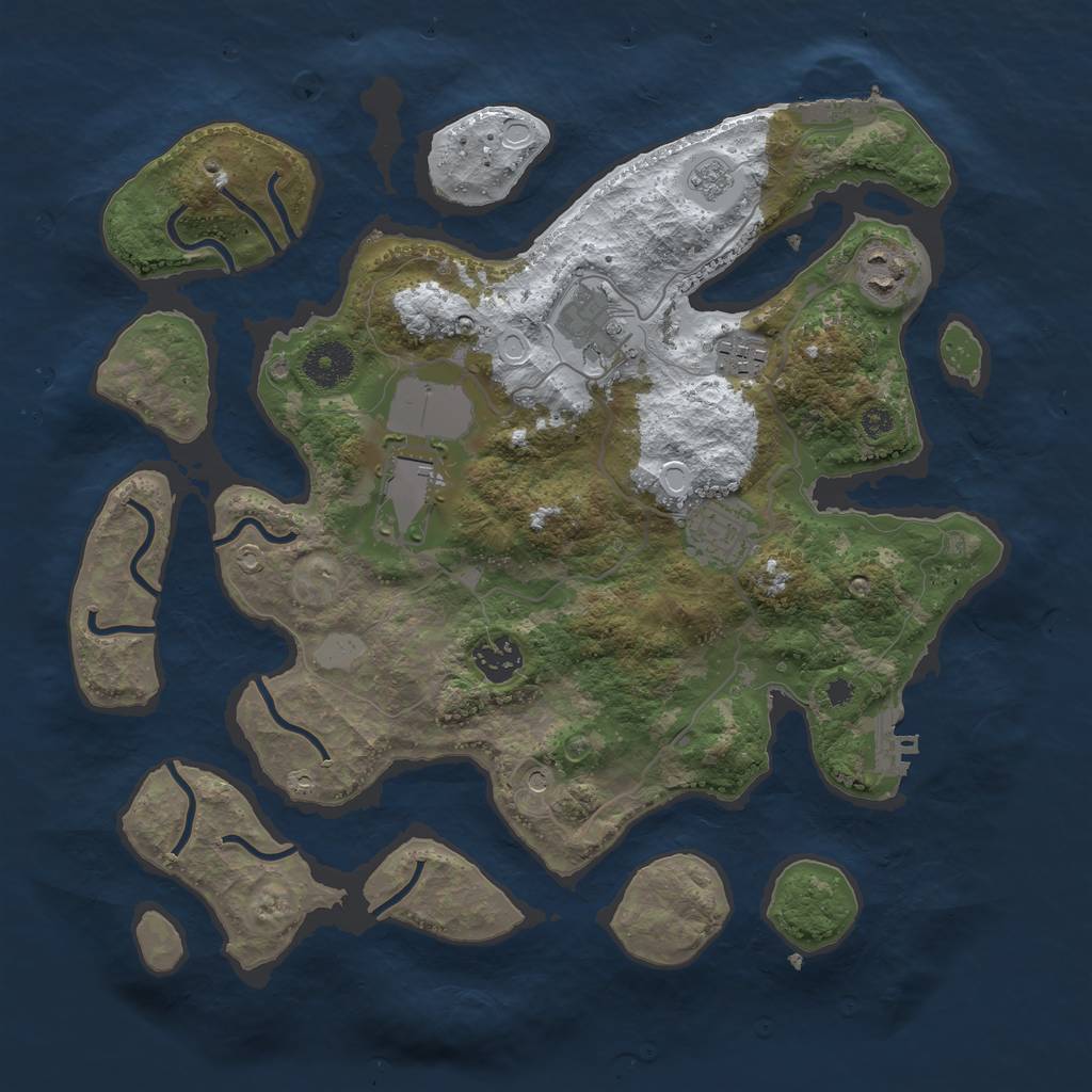 Rust Map: Procedural Map, Size: 3500, Seed: 517521, 15 Monuments
