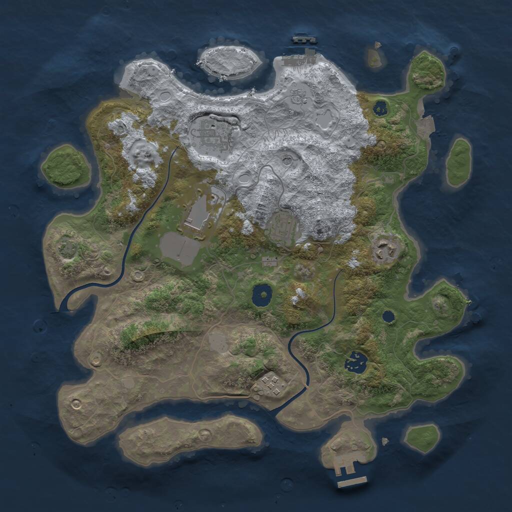 Rust Map: Procedural Map, Size: 3500, Seed: 76148, 12 Monuments