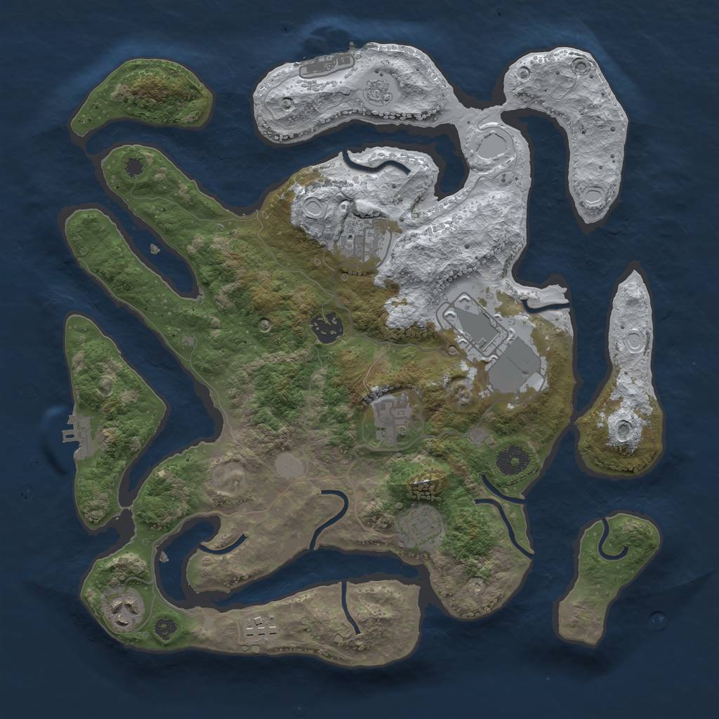 Rust Map: Procedural Map, Size: 3500, Seed: 3792833, 15 Monuments