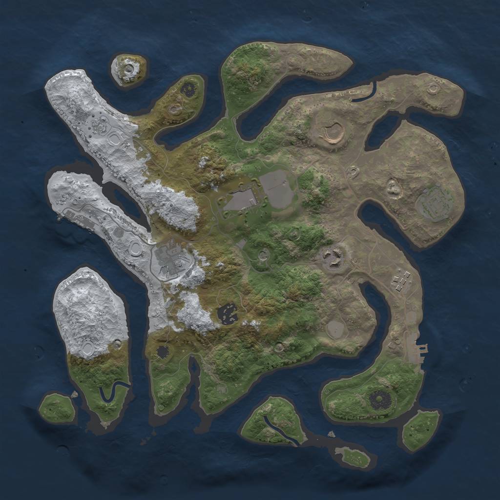 Rust Map: Procedural Map, Size: 3500, Seed: 2769135, 16 Monuments