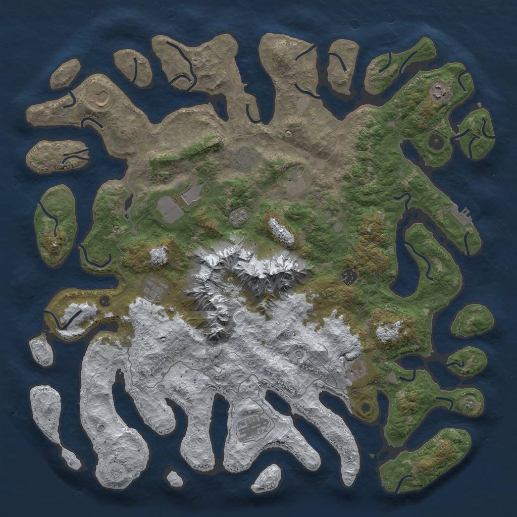 Rust Map: Procedural Map, Size: 5000, Seed: 97430, 19 Monuments