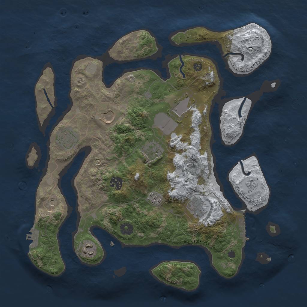 Rust Map: Procedural Map, Size: 3500, Seed: 3665012, 17 Monuments