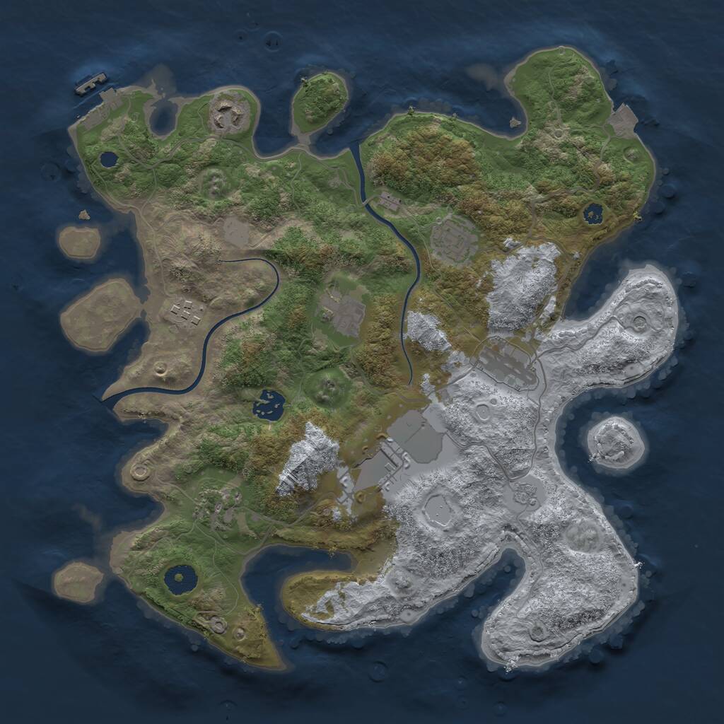 Rust Map: Procedural Map, Size: 3500, Seed: 4050705, 12 Monuments