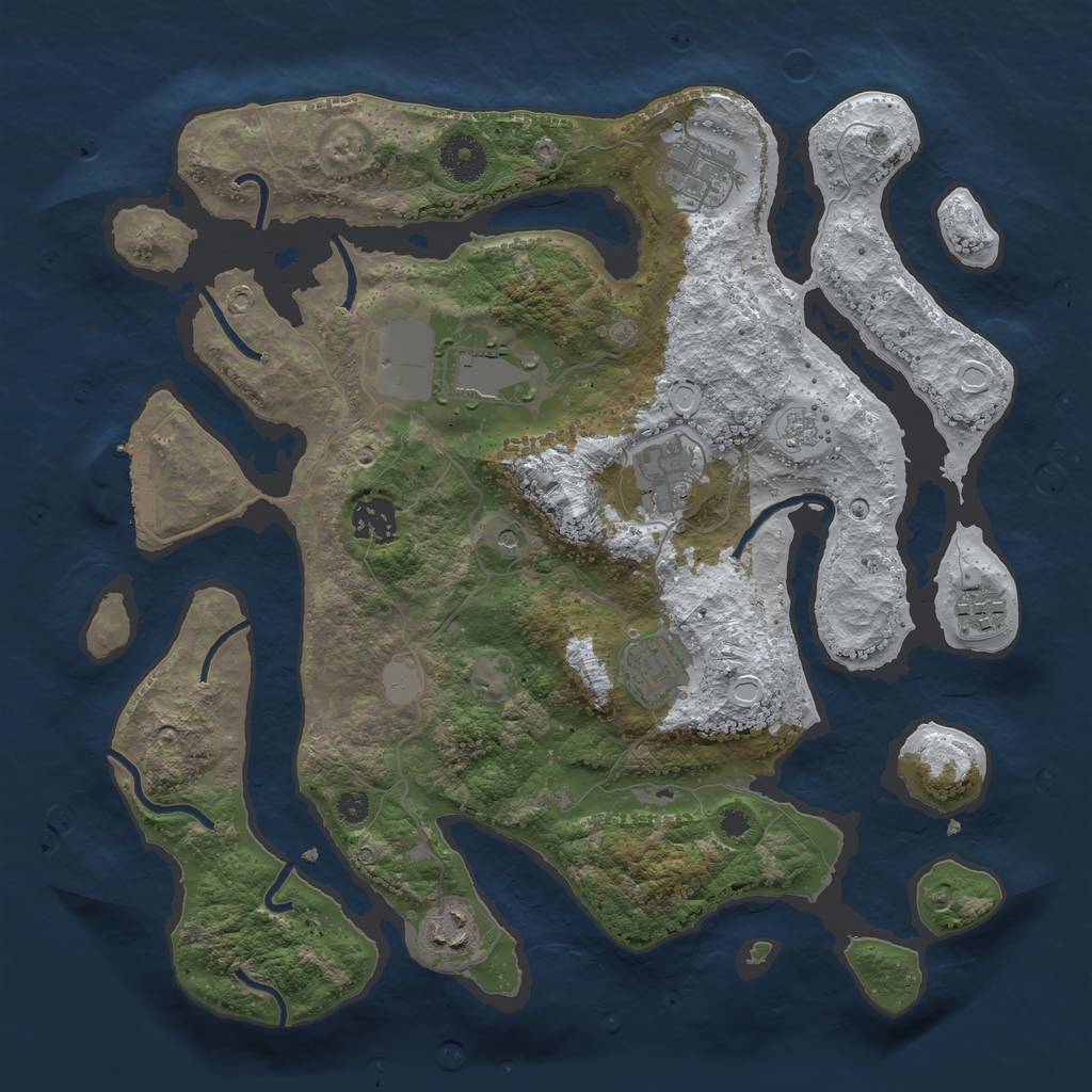 Rust Map: Procedural Map, Size: 3500, Seed: 3091535, 15 Monuments