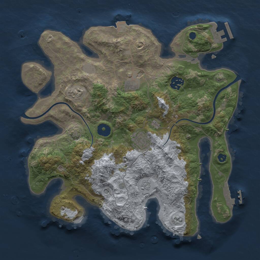 Rust Map: Procedural Map, Size: 3000, Seed: 2438785, 9 Monuments