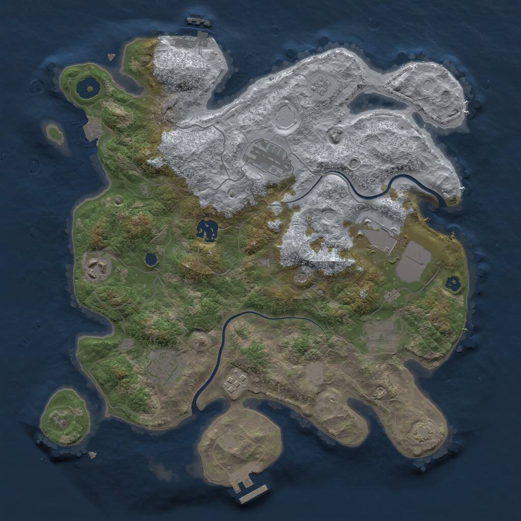 Rust Map: Procedural Map, Size: 3500, Seed: 474975, 13 Monuments
