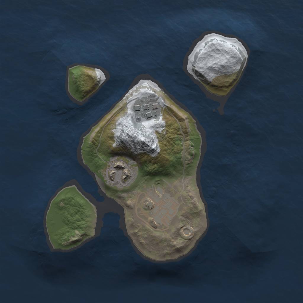 Rust Map: Barren, Size: 1900, Seed: 1, 5 Monuments