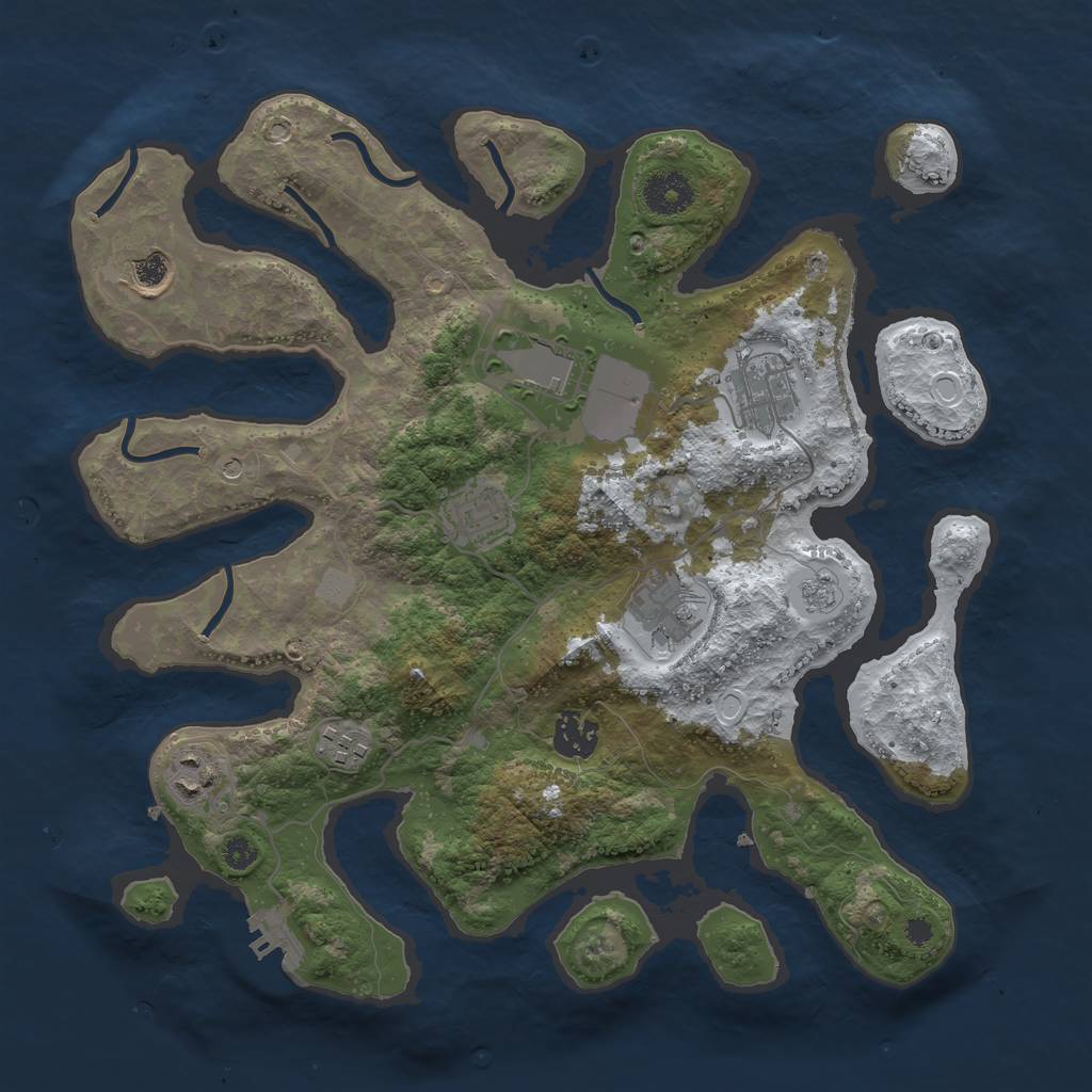 Rust Map: Procedural Map, Size: 3500, Seed: 4131279, 16 Monuments