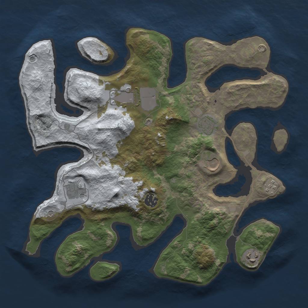 Rust Map: Barren, Size: 3500, Seed: 1554066, 10 Monuments