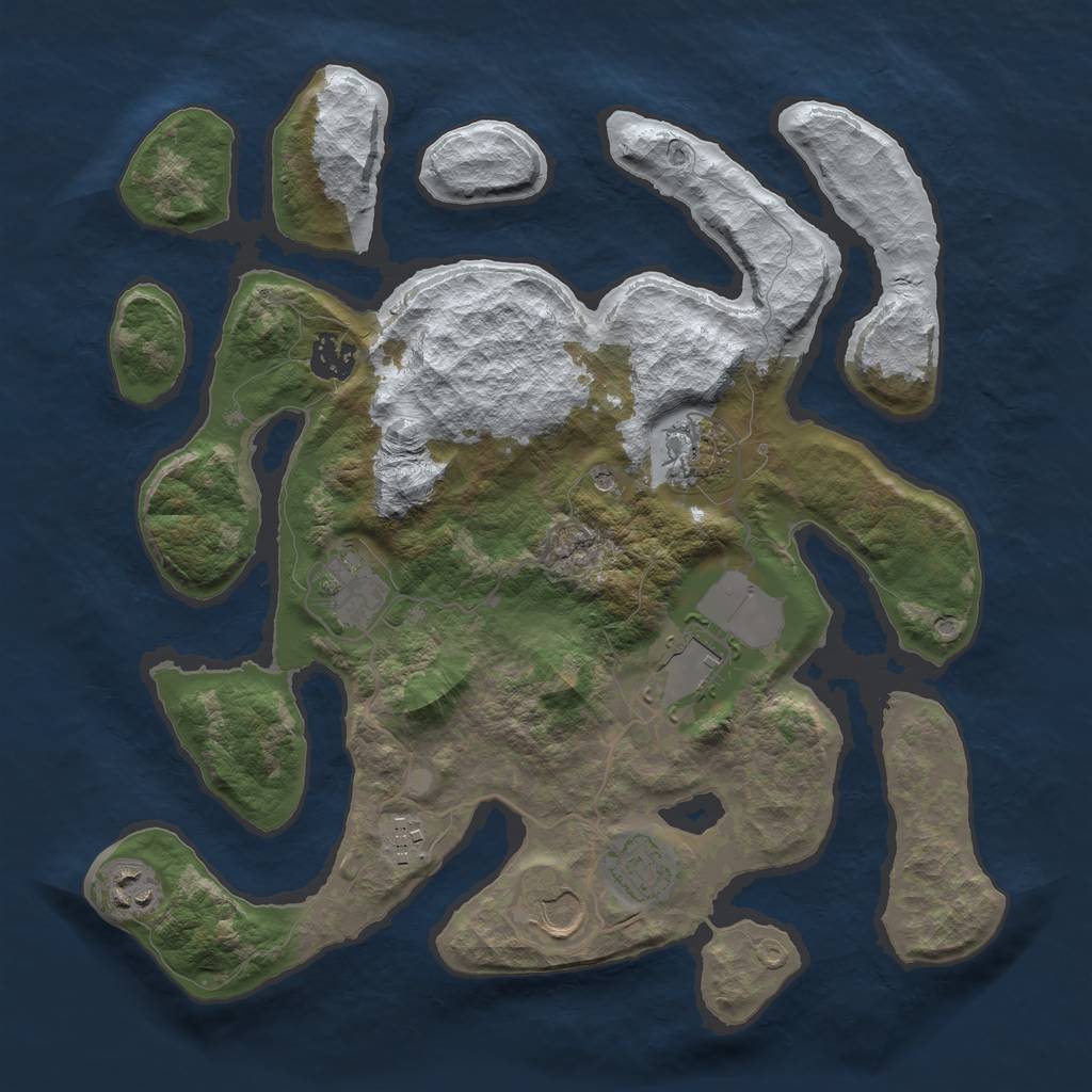 Rust Map: Barren, Size: 3500, Seed: 1167900, 11 Monuments