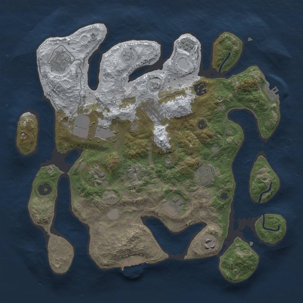 Rust Map: Procedural Map, Size: 3500, Seed: 5244404, 18 Monuments