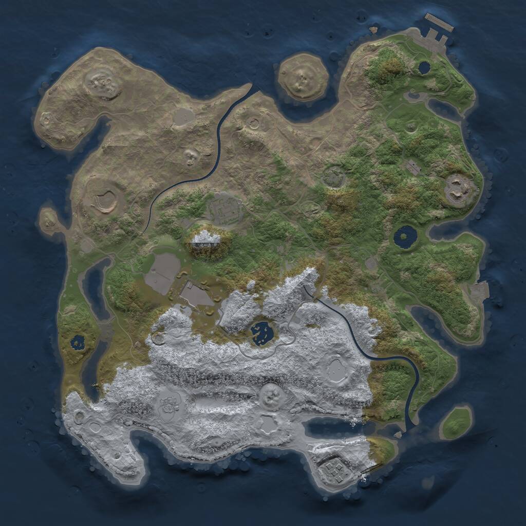 Rust Map: Procedural Map, Size: 3500, Seed: 4452435, 11 Monuments