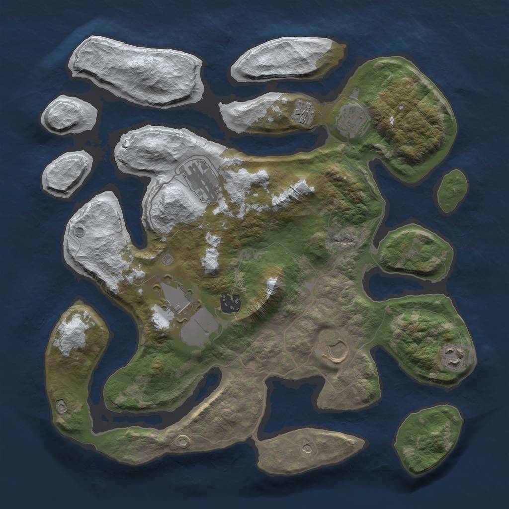 Rust Map: Barren, Size: 3500, Seed: 4319887, 10 Monuments