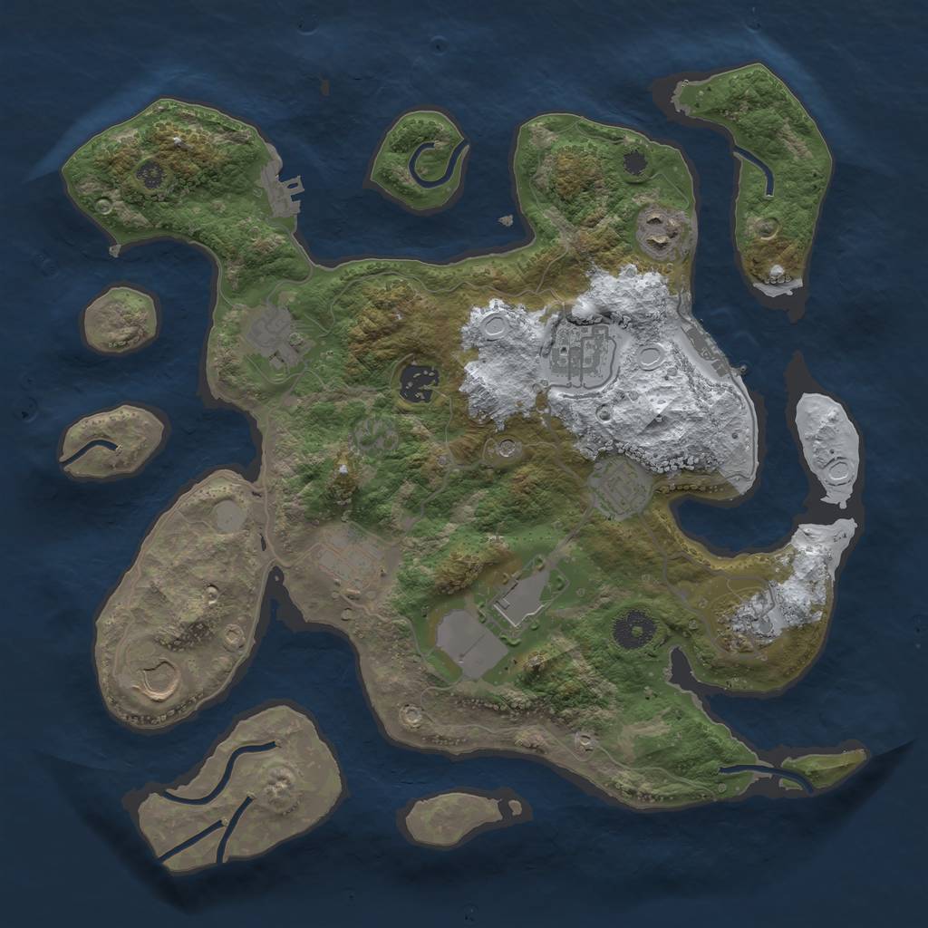 Rust Map: Procedural Map, Size: 3500, Seed: 4759153, 17 Monuments