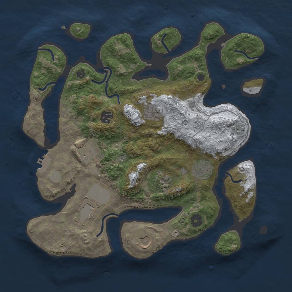 Rust Map: Procedural Map, Size: 3500, Seed: 2298789, 16 Monuments