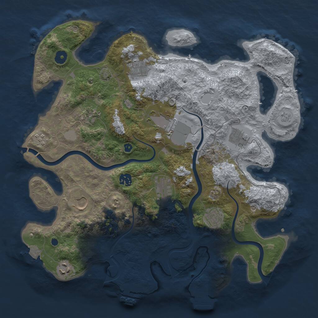 Rust Map: Procedural Map, Size: 3700, Seed: 3725290, 16 Monuments