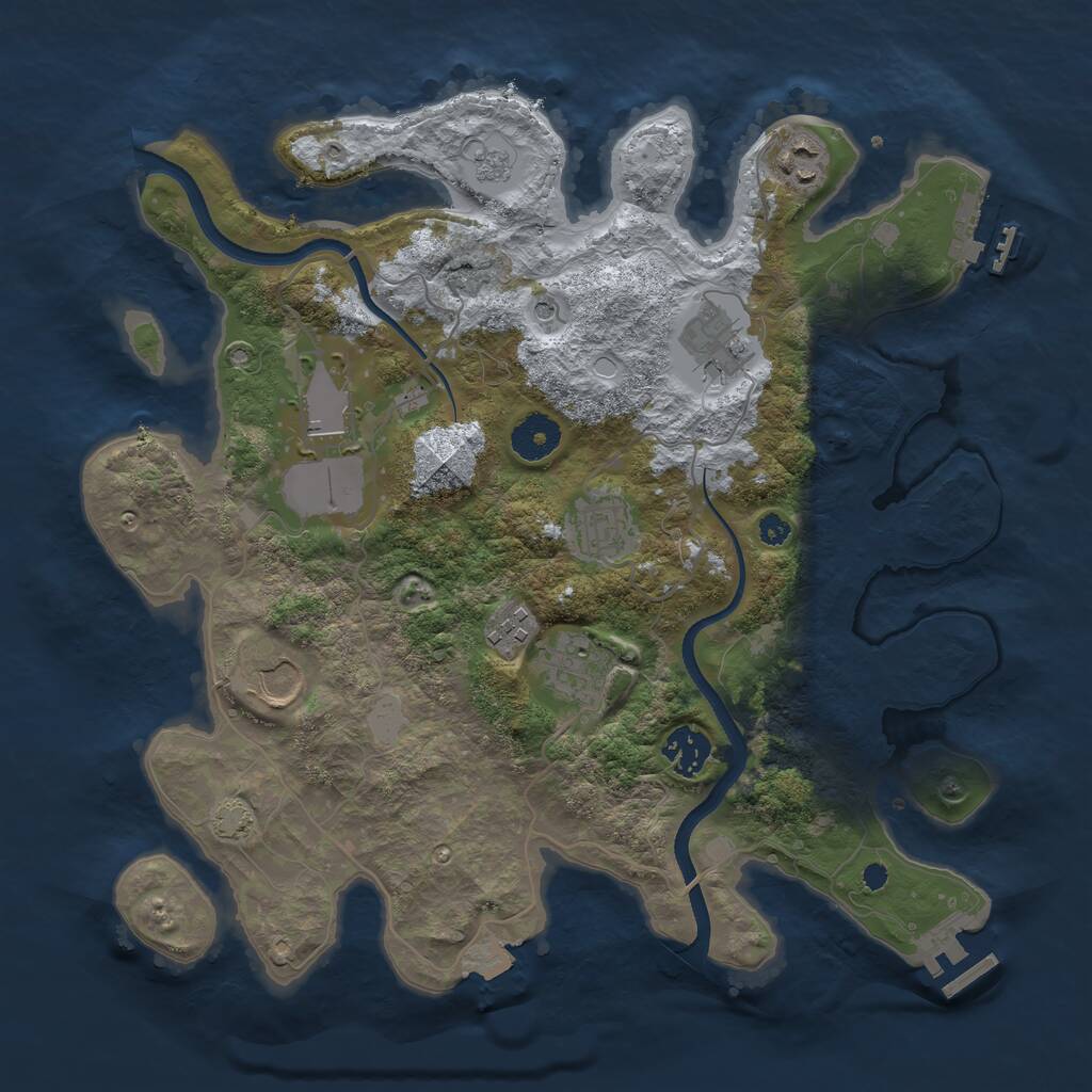 Rust Map: Procedural Map, Size: 3500, Seed: 3510070, 14 Monuments