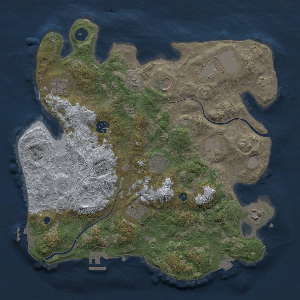 Rust Map: Procedural Map, Size: 3550, Seed: 922977, 15 Monuments