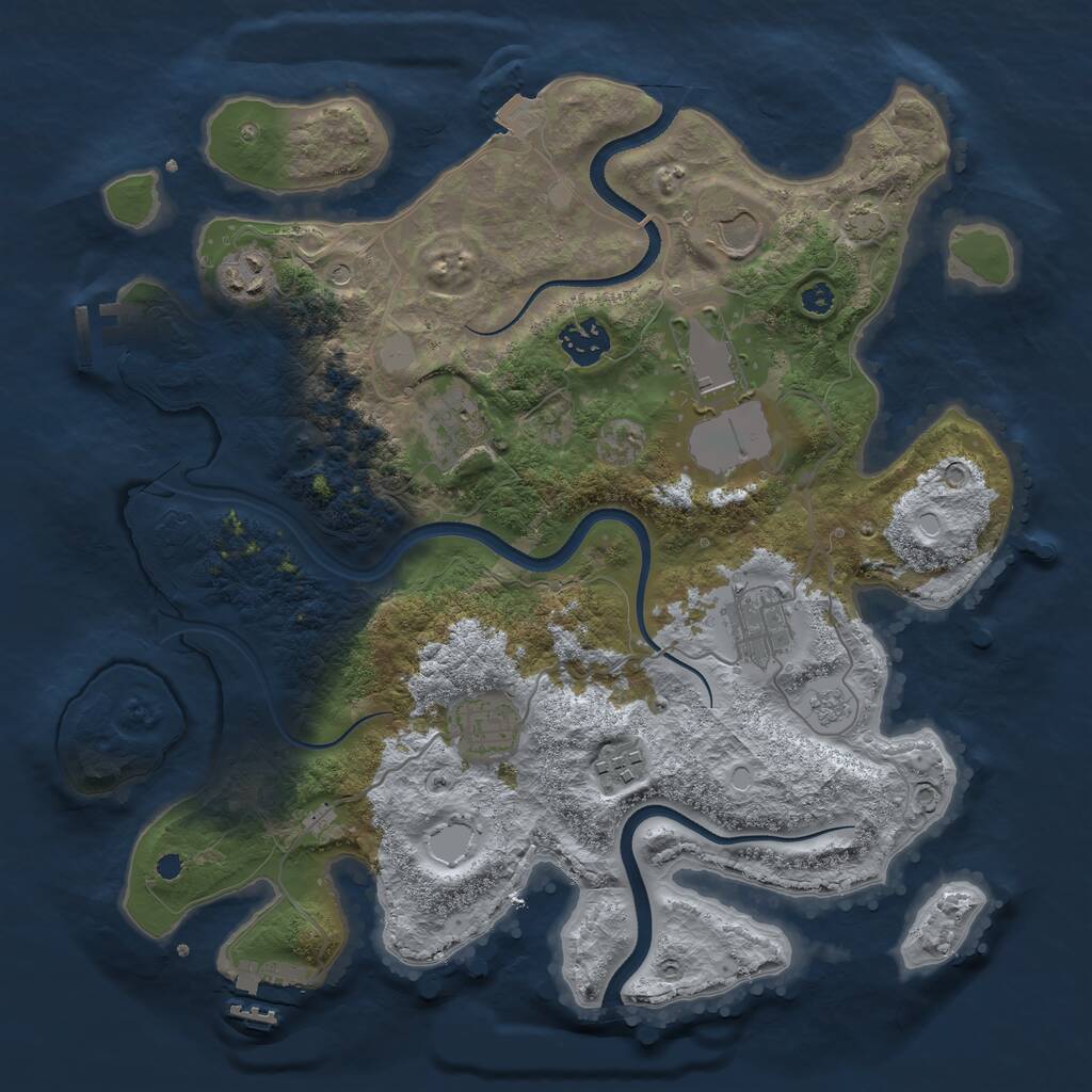 Rust Map: Procedural Map, Size: 3500, Seed: 4302601, 14 Monuments